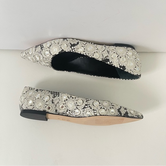 Tory Burch Yasmin Embroidered Mirror Pointed Toe Ballet Flat -New N Box- Reemoly - Picture 10 of 15